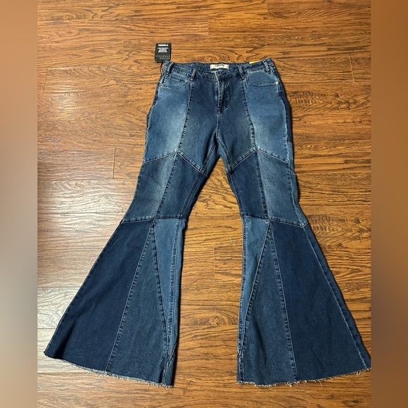 Rock & Roll Denim Denim - Chic Denim Patchwork Flare Jeans